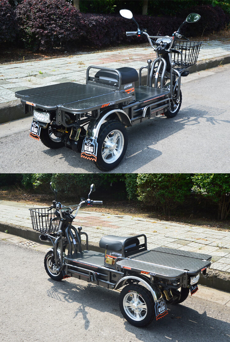 新款载重王电动车电瓶三轮车大力神外卖快递送餐货运路霸家用长跑加长