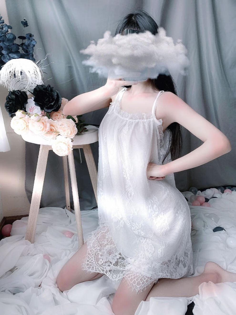 内衣大码性感诱惑制服蕾丝吊带睡裙女士套装家居服睡衣绿色m码90120斤