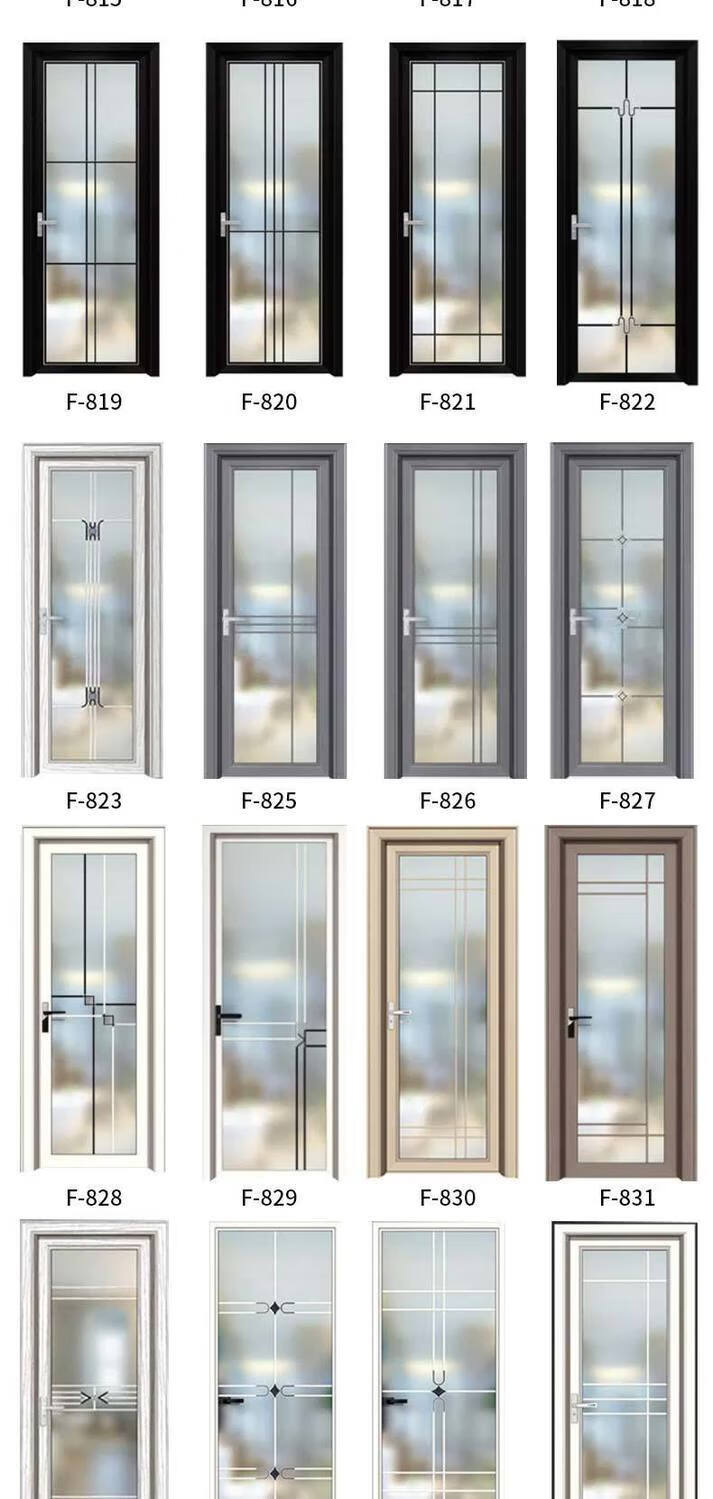 福万家出租屋单门钛镁铝合金平开门玻璃门防水厨房卫生间厕所门黑色10