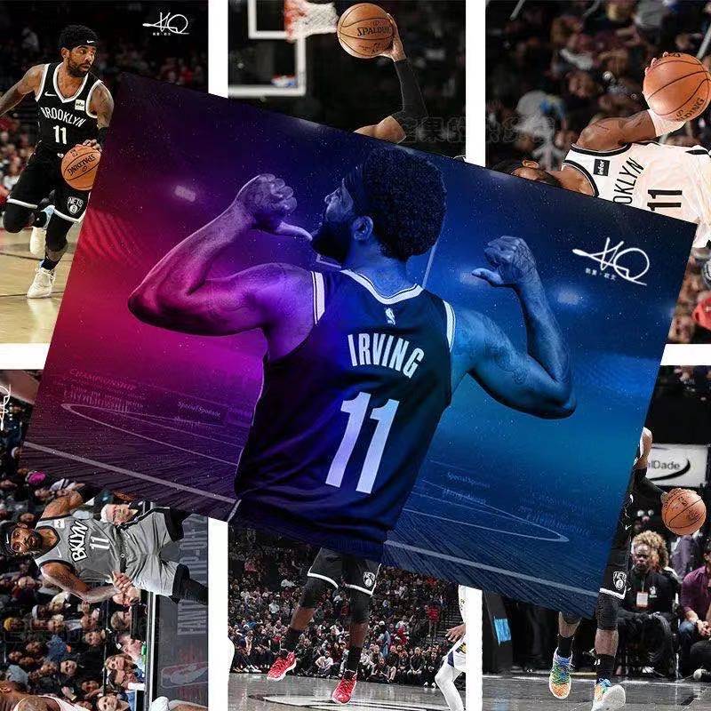 nba海报墙纸凯里欧文海报nba篮球德鲁大叔寝室柜子贴纸高清宿舍篮网