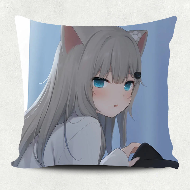 花仟陌猫羽雫抱枕可爱二次元美女猫耳萝莉卡哇伊甘城卡通萌娘礼品可