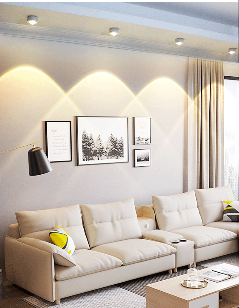 充电射灯免打孔粘贴卧室窗台飘窗灯客厅电视沙发背景墙灯无线筒灯充电