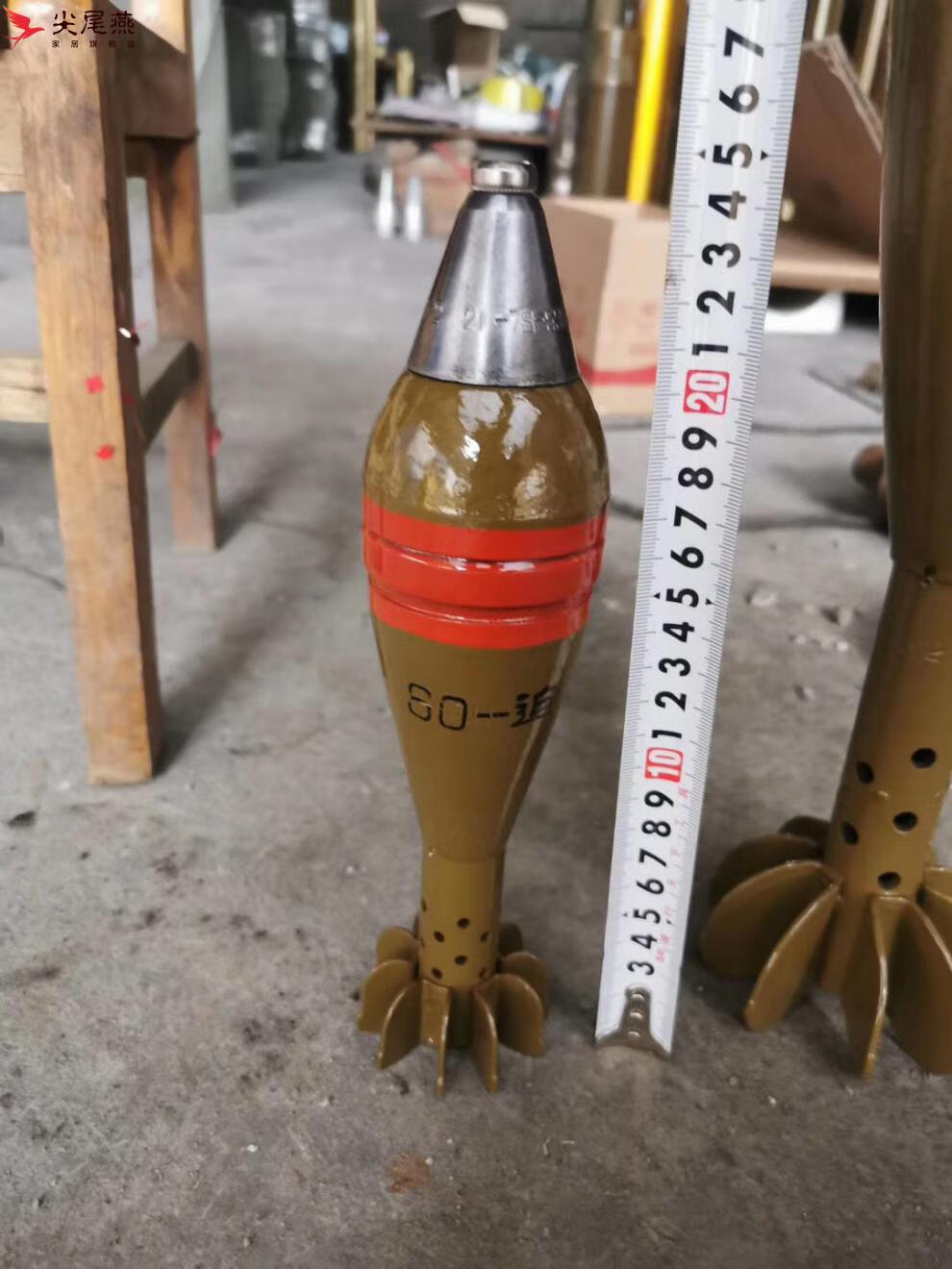 炮弹壳工艺品60迫击炮影视道具老兵退伍纪念退役模型摆件100迫击炮