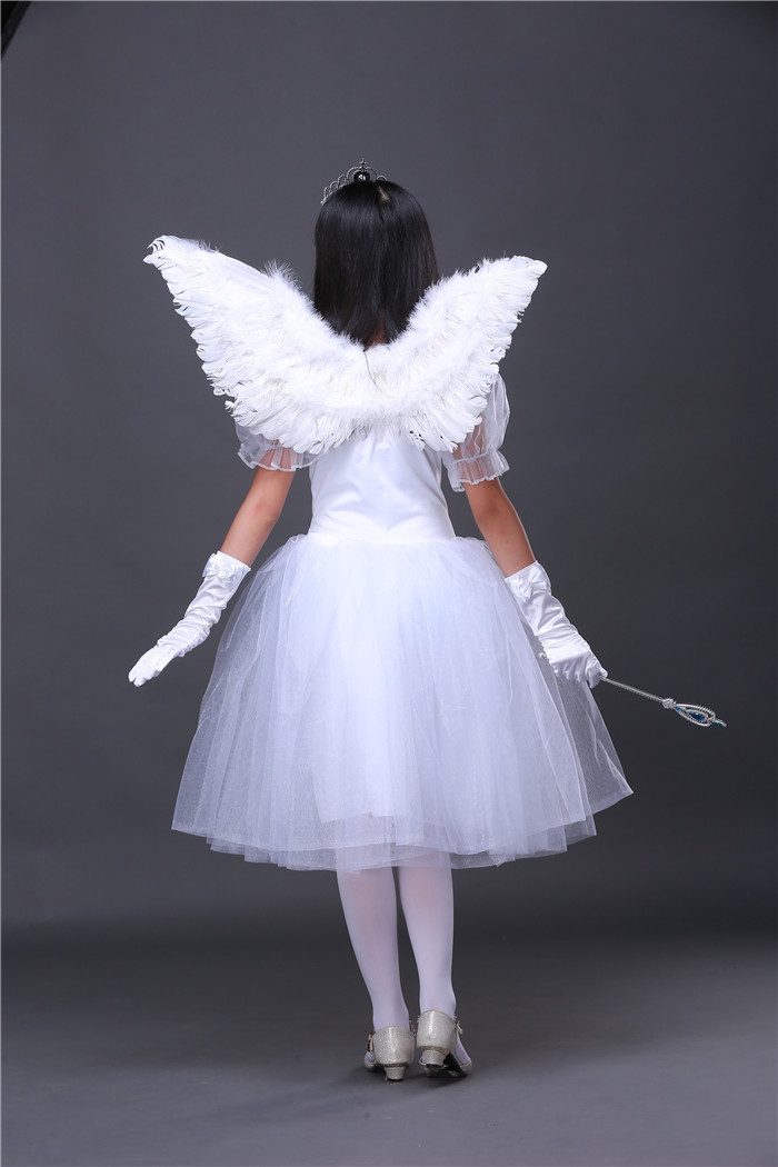 舞蹈裙女童六一儿童演出服小天鹅舞蹈裙女童芭蕾舞白纱裙白天使泡泡袖
