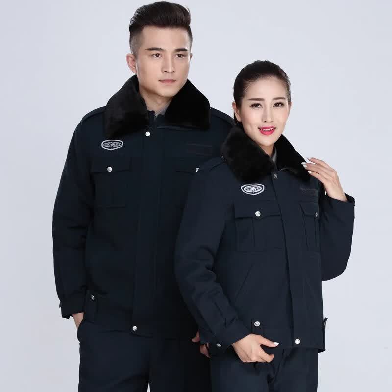 【京品】警棉袄保安军棉大衣警示反光棉服棉袄执勤加长保暖多功能防寒