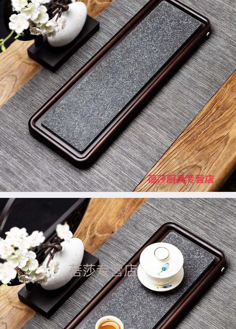 干泡台茶盘乌金石干泡茶盘排水家用实木茶台楠竹茶海日式功夫茶具小型