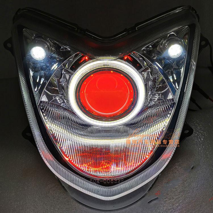 迅鹰大灯摩托车电动车改装 双光透镜迅鹰大灯总成q5 天使眼恶魔眼