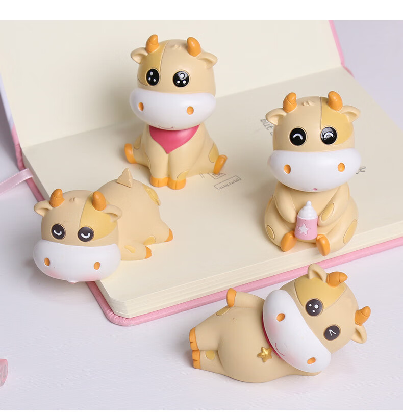 宇艺天使创意摇头萌牛可爱摆件卡通迷你树脂汽车内饰摆饰车载迷你小