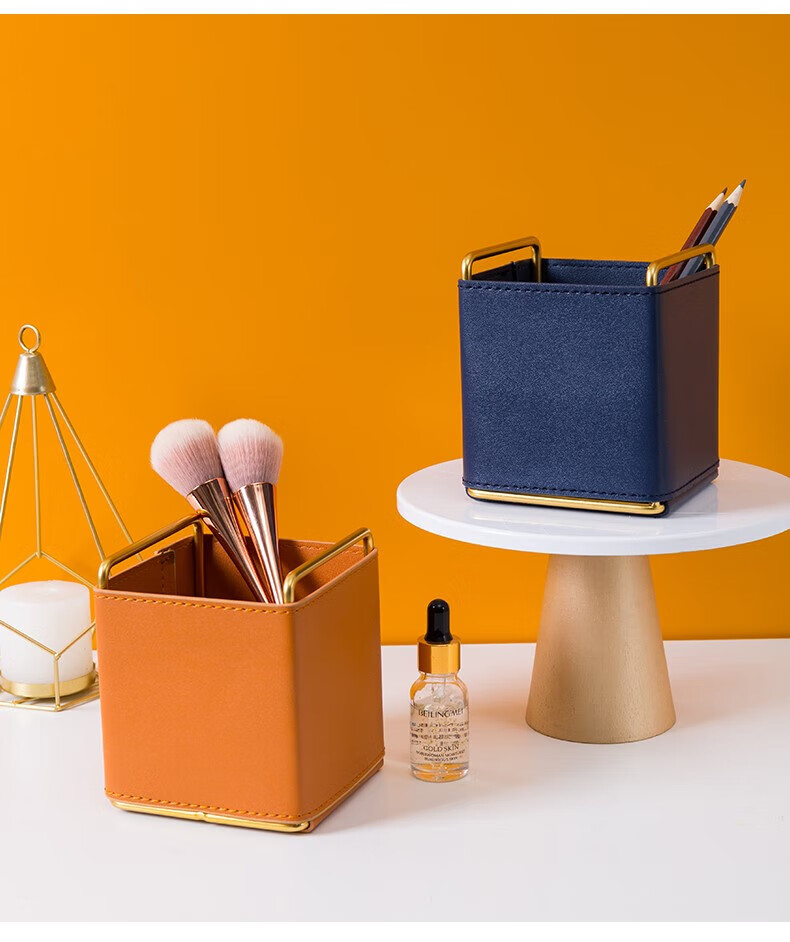 校呵呵 简约现代笔筒轻奢风办公桌面遥控器收纳创意ins收纳盒壁挂式