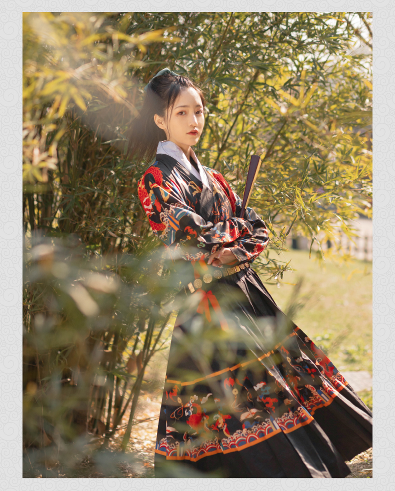 迪牧欧锦衣卫服装男汉服女贴里曳撒明制印花飞鱼服情侣款春夏红色xs