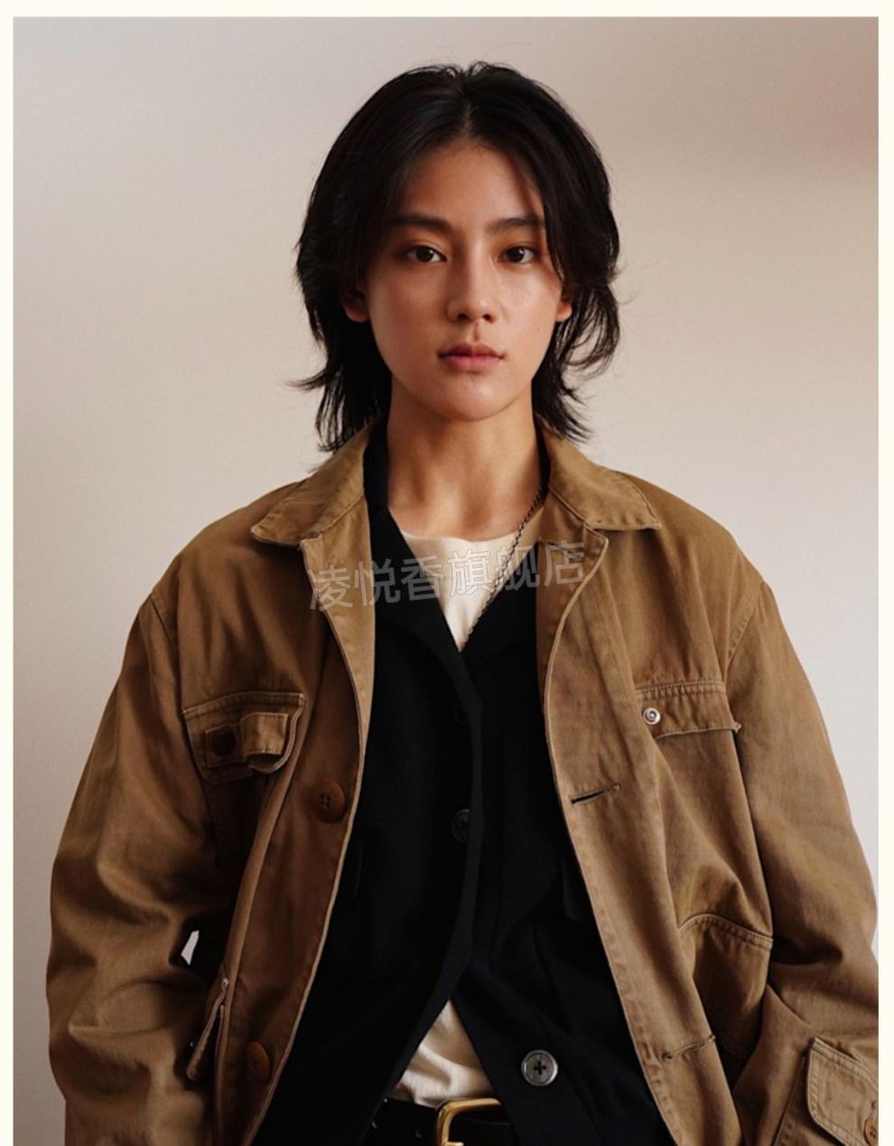 限时秒杀韩式狼尾假发男中分假发男日系武士头同款假发韩版帅气狼尾