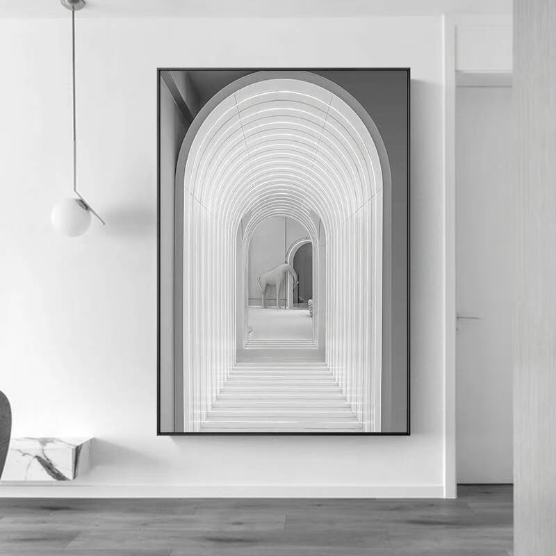 酒店工业风装饰画 轻奢现代客厅装饰画玄关过道壁画工业风黑白灰酒店