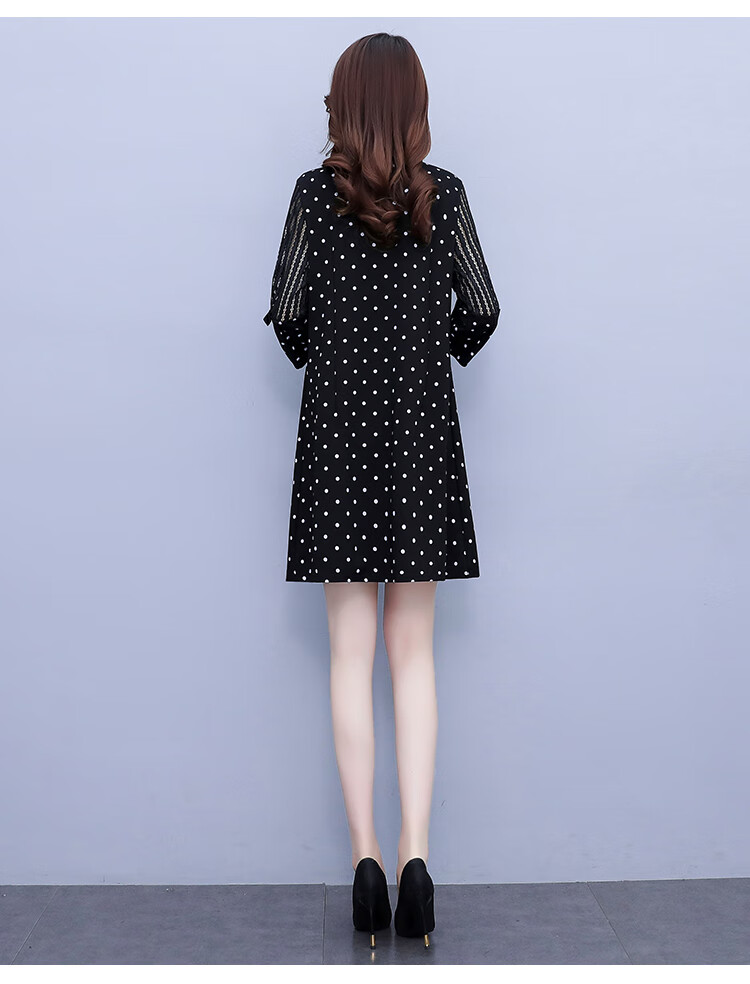 雅鹿夏季直筒裙连衣裙夏中长裙七分袖直身裙女装妈妈加肥加裙子洋气