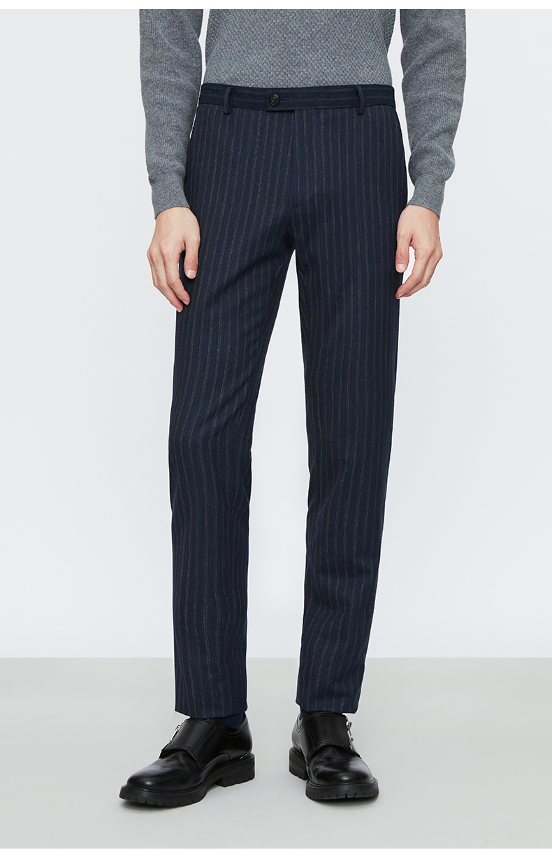 【轻奢羊毛系列】九牧王条纹西裤男2022秋冬新款轻商务休闲时尚直筒男