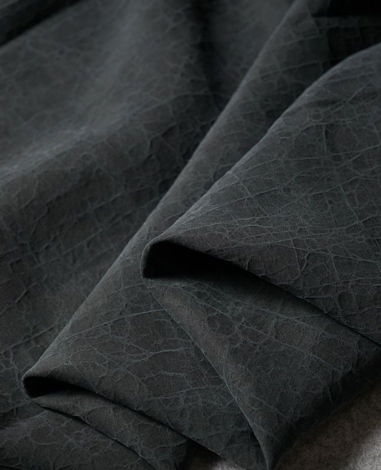 27姆米大龟纹香云纱布料面料正宗顺德拷纱莨绸纯桑蚕丝龟裂纹 湖蓝色