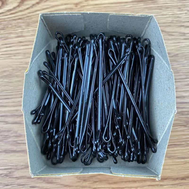渣男钢夹烫发夹影楼扎盘发黑色发卡一字夹边夹小钢丝夹子盒装钢夹3盒