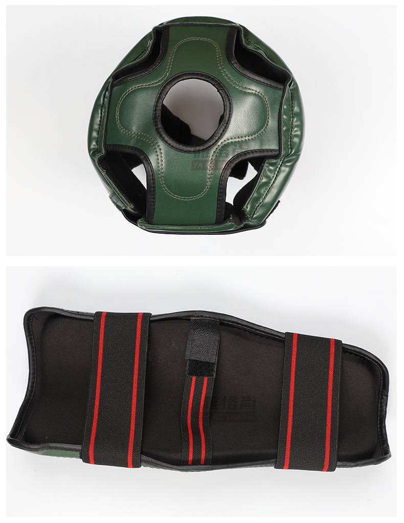 雅恪尚散打格斗护具武术训练拳击套装护头护脑护膝护裆护胸八件套