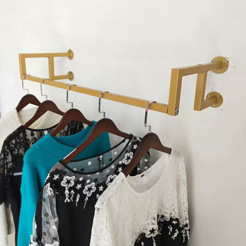 衣杆铁艺服装店衣架展示架上墙侧挂式女装童装货架壁挂衣服的架子墙上