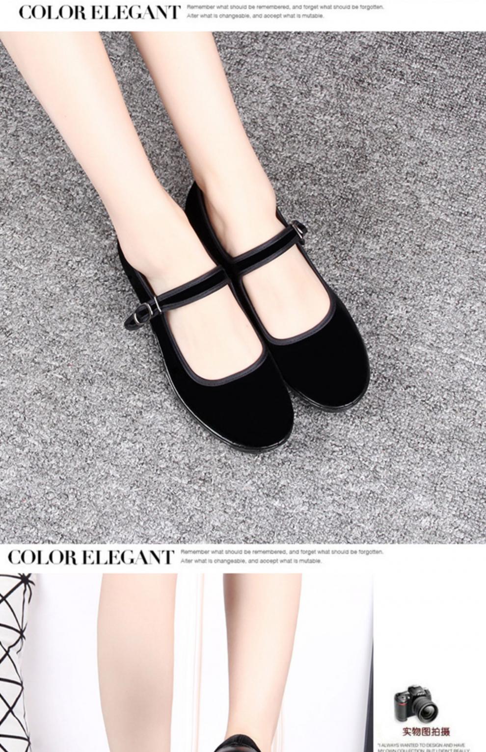 酒店服务员鞋子老婆鞋老北京布鞋女店上班平绒女士黑女鞋319黑色34