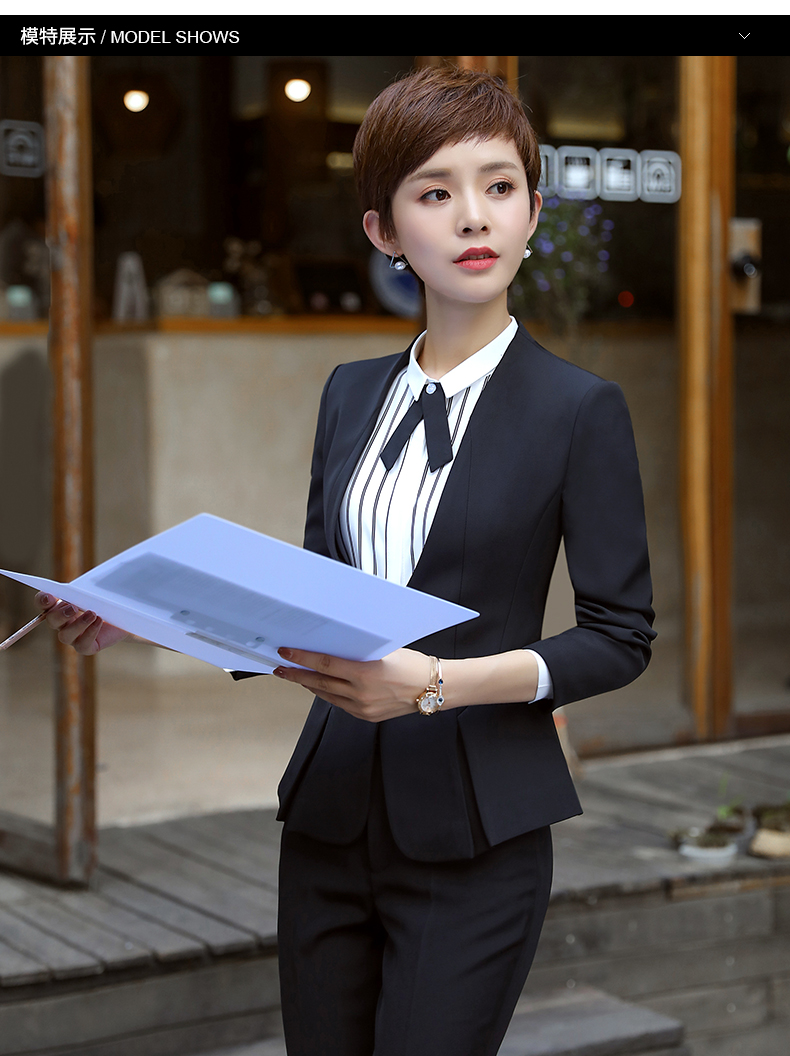 予瑾无领女士小西装短款酒店大堂经理部长领班工作服女春秋季职业装