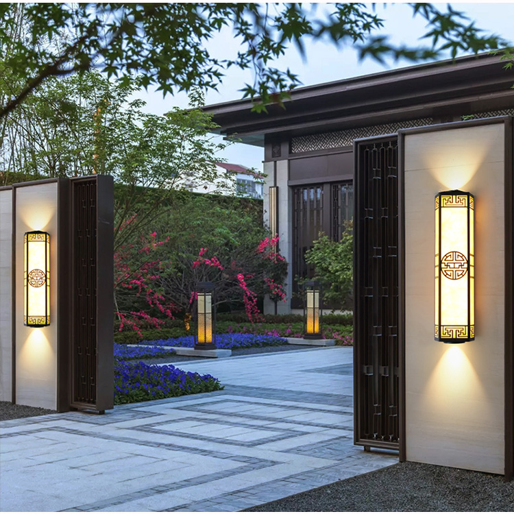 户外防水仿云石壁灯新中式室外围墙柱子大门定制定做景观led灯具100