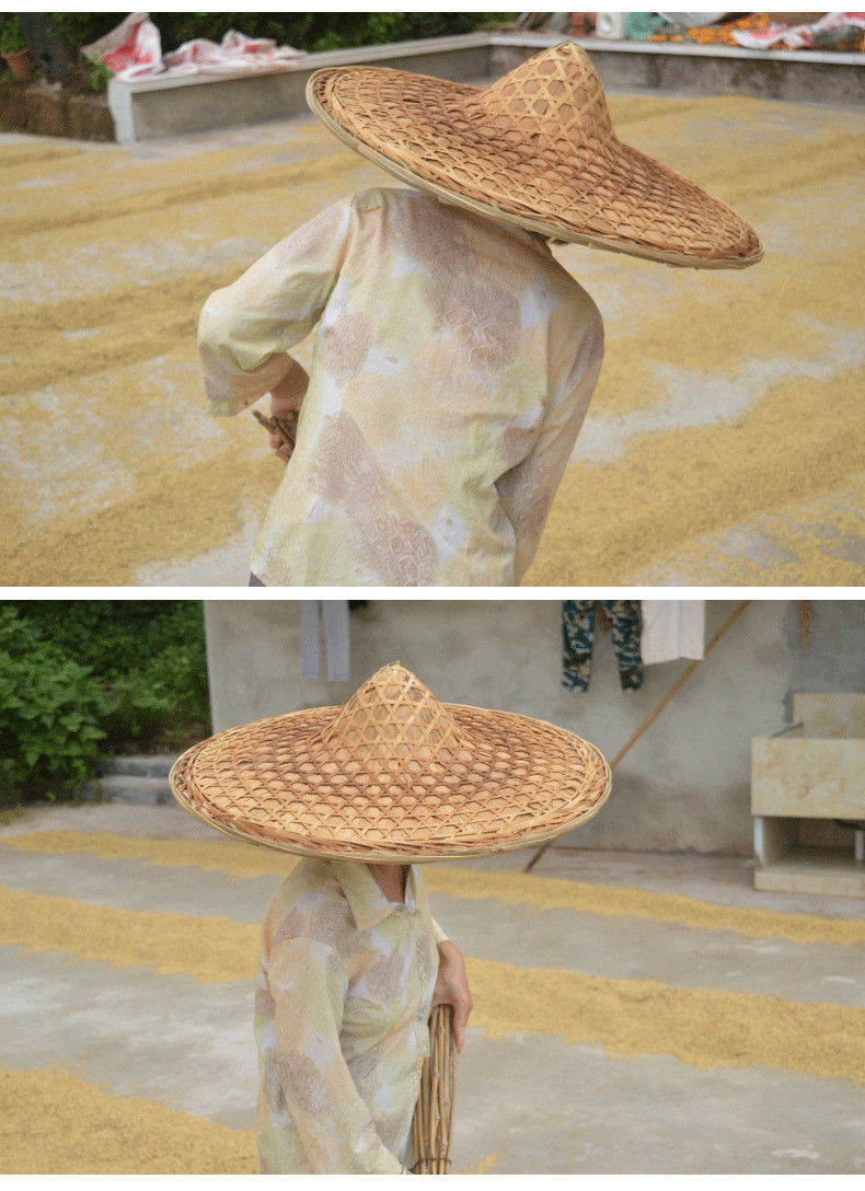 手工斗笠帽子竹编遮阳帽防雨防晒草帽装饰男女舞蹈演出道具红军帽细雪