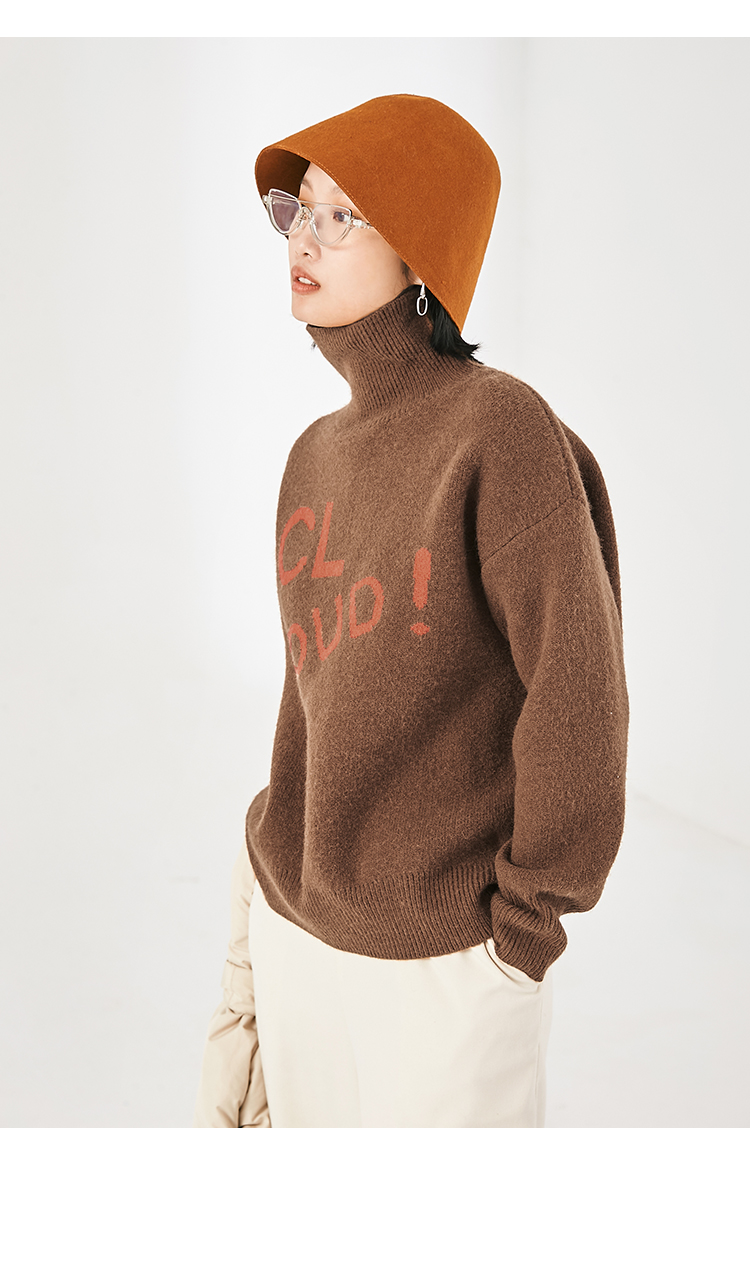 云上生活厚实保暖高领毛衣女冬季2021年新款a6533x茶栗色xl