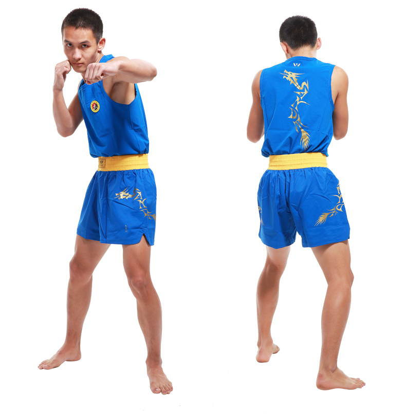 拉迪图九日山散打服男女比赛训练服绣龙龙服凤裤裙背心泰拳搏击短裤