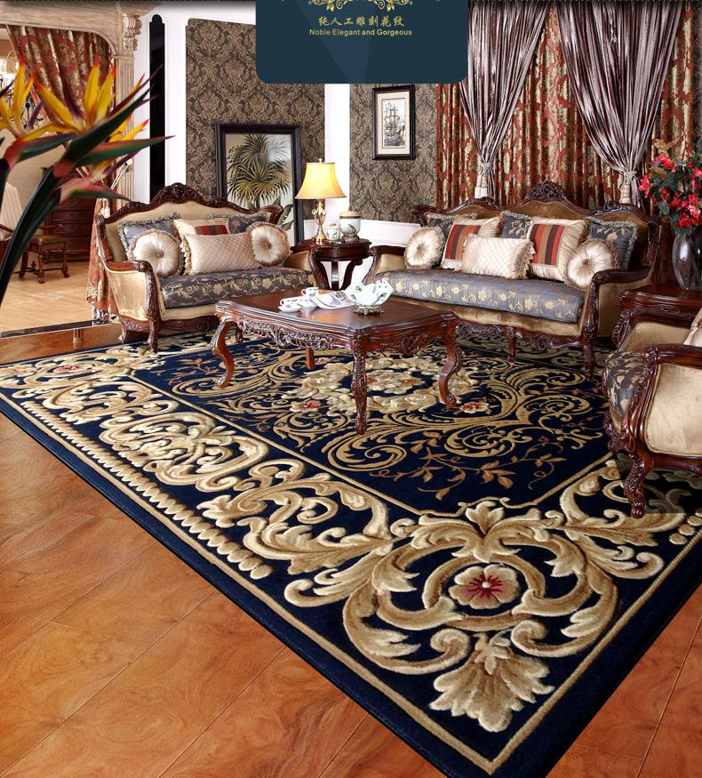 山花羊毛客厅地毯纯人工雕花欧式客厅茶几地毯美式风宫廷豪华别墅卧室
