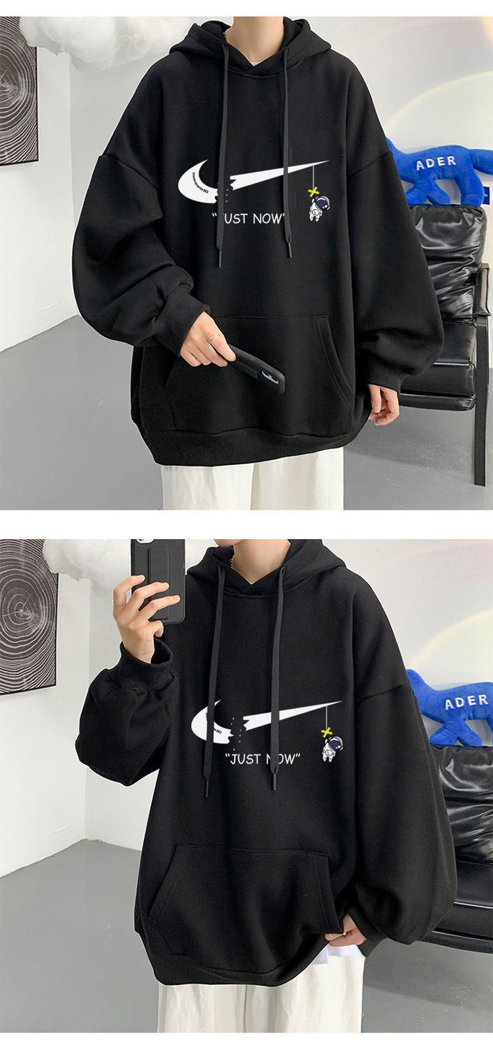 卫衣男加绒加厚外套秋季款宽松秋冬慵懒风vibe风情侣上衣羽绒服白色s