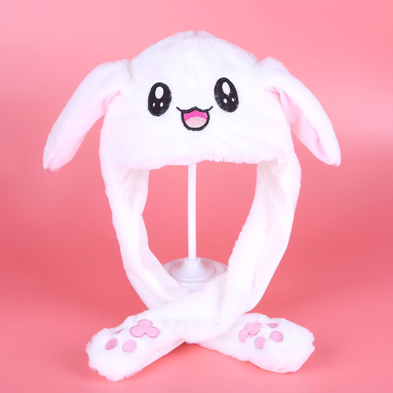 蜜丝吴新品网红兔子帽抖音同款可爱卖萌兔子耳朵会动帽子兔气囊帽子