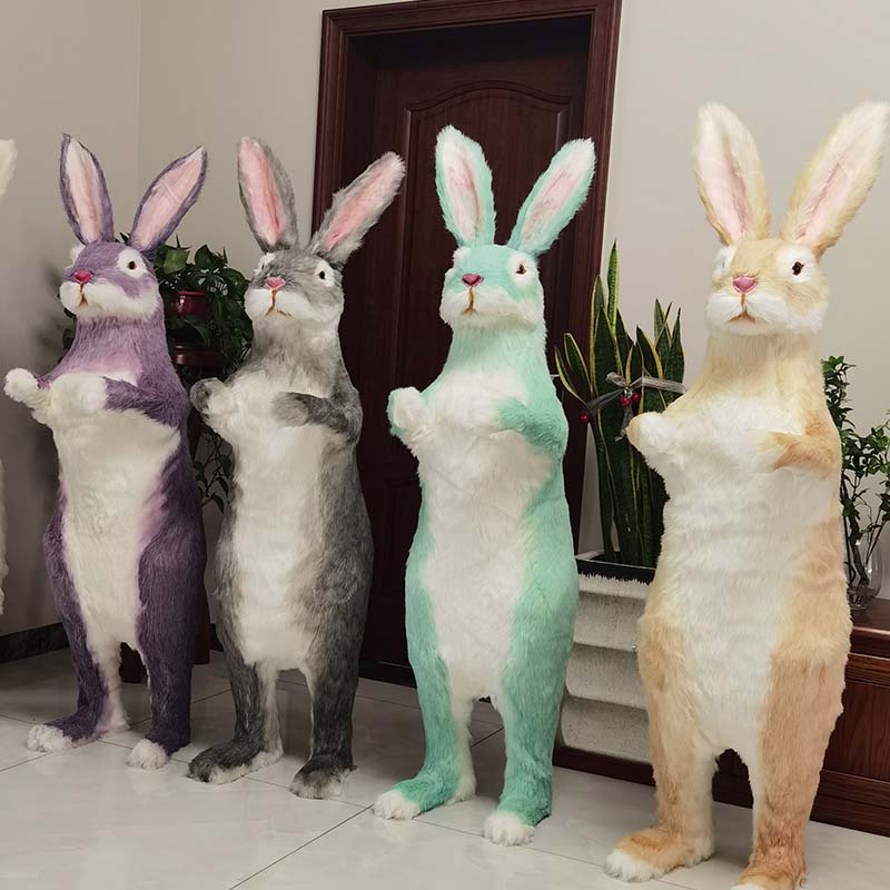 仿真兔子模型大白兔元宝兔迎宾站立兔子玩偶摆件照相装饰道具高155cm