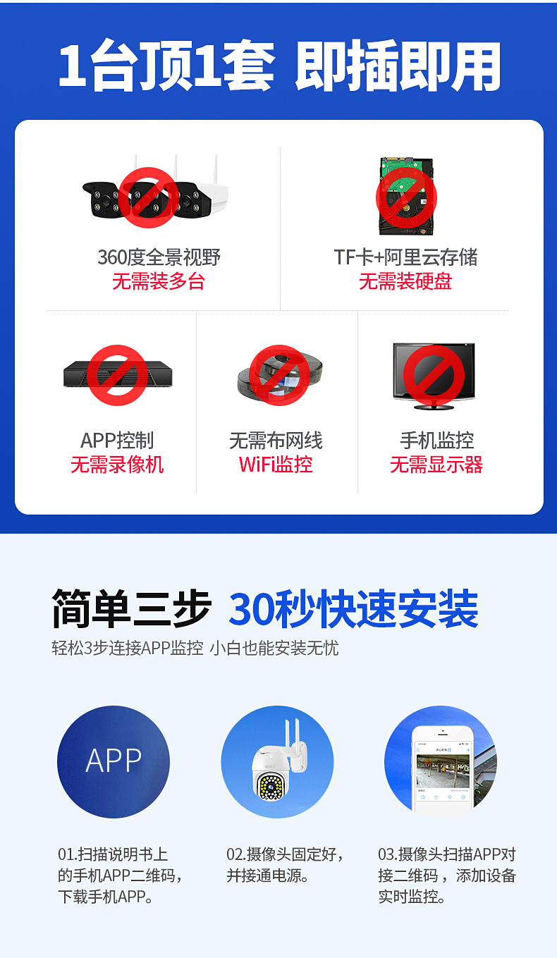 农村摄像头室外警视卫摄像头室外夜视高清监控器家用远程连手机全景