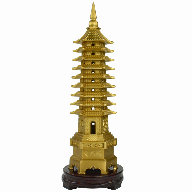 层十三层书桌办公桌文殊宝塔文峰摆件书房工艺品9层26厘米红铜文昌塔