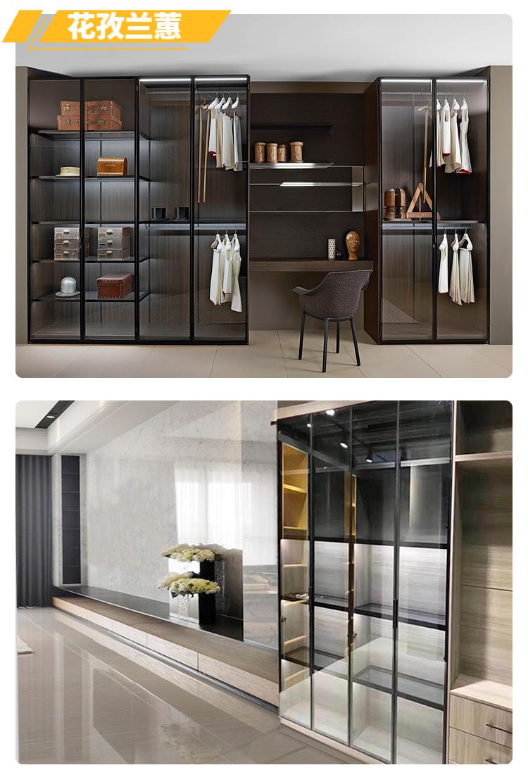 酒柜玻璃门轻奢定制衣柜门橱柜门酒柜门极简衣帽间平开门铝框窄边钢化