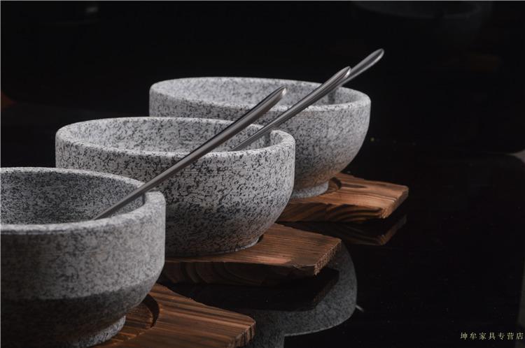 石碗韩国料理石锅拌饭抗裂石锅 韩式餐具天然石锅石头碗 16*7cm包边石