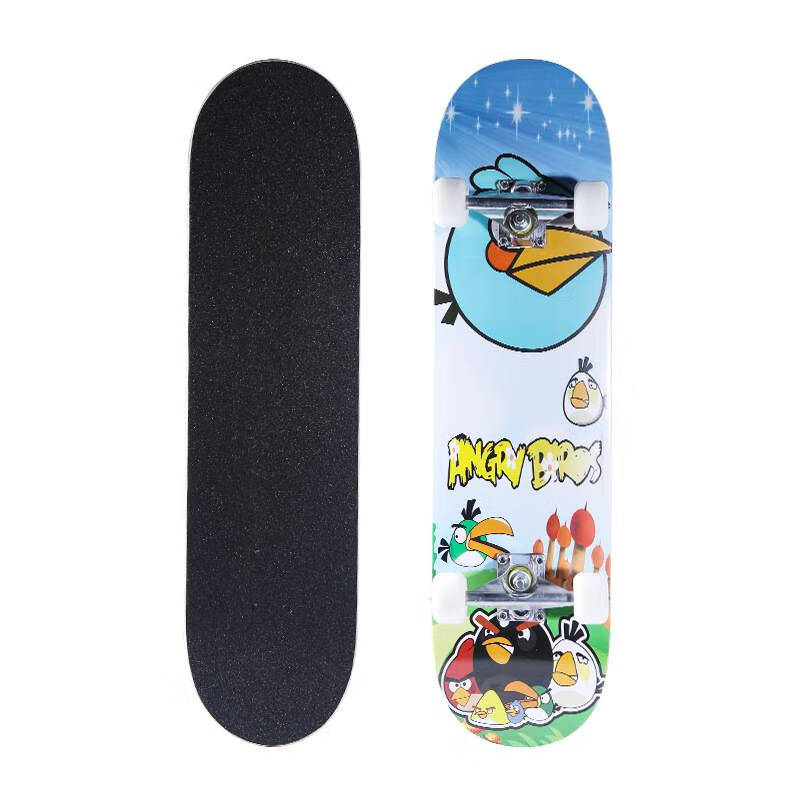 初学者成年专业板成人男女生青少年儿童刷街四轮双翘短板滑板 白雪