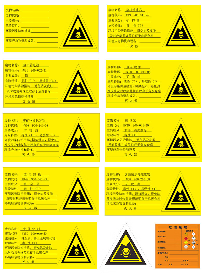汽修行业危险废物标识标牌危废仓库化工汽修厂环保污染产生节点牌危废