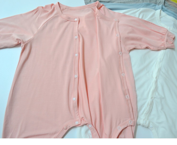 婴儿夏季薄款衣服夏季薄款长袖莫代尔冰丝衣服连体衣婴儿哈衣爬服春秋