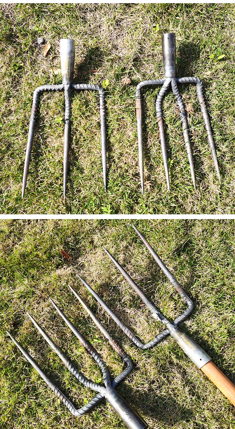 钢叉农用工具翻地叉省力松土挖生姜土豆挖蒜翻花生开荒三股翻地叉带木