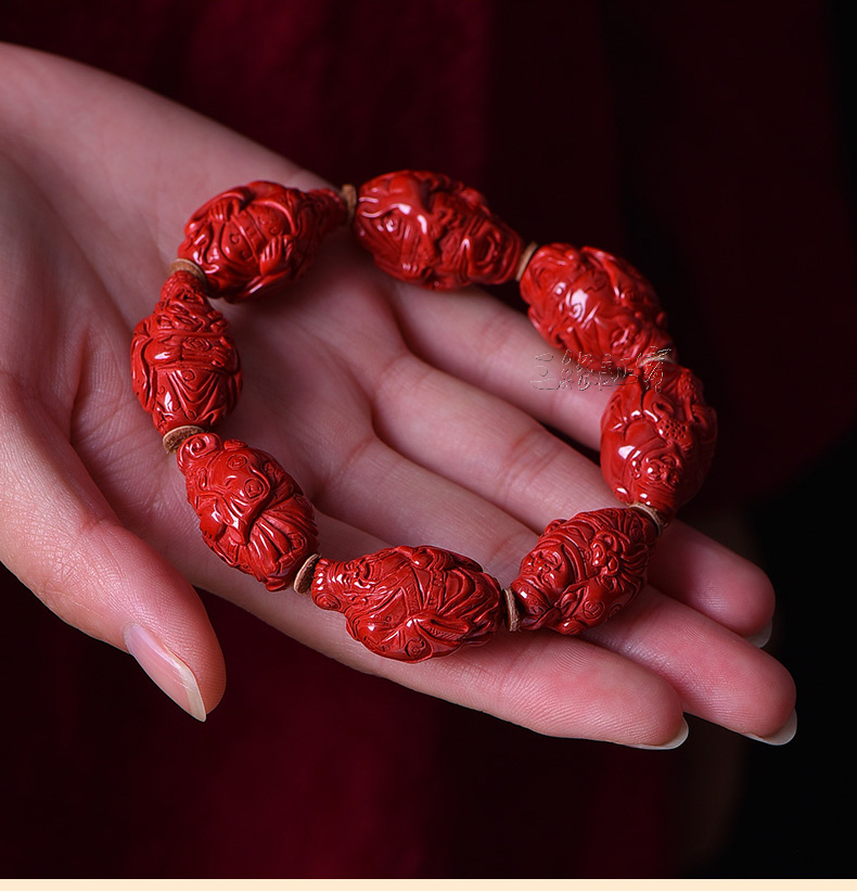 朱砂手串官方八大财神天然原矿紫金砂朱砂手链男士饰品紫金砂款