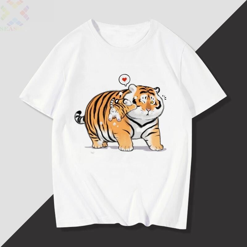 不要去明知山短袖t恤国潮如虎添翼搞笑虎半袖上衣服 短袖胖虎18-r52 s