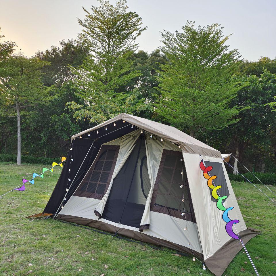 小川52r帐篷户外帐篷黑胶防暴雨遮阳秋日小川屋脊露营家庭多人小屋52r