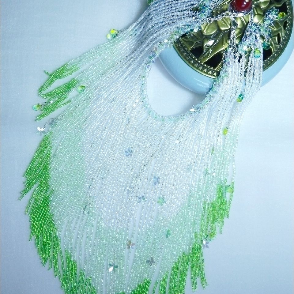 新品面纱古风林间雨渐变流苏面帘汉服超仙气质精灵面纱古装遮面耳挂脸