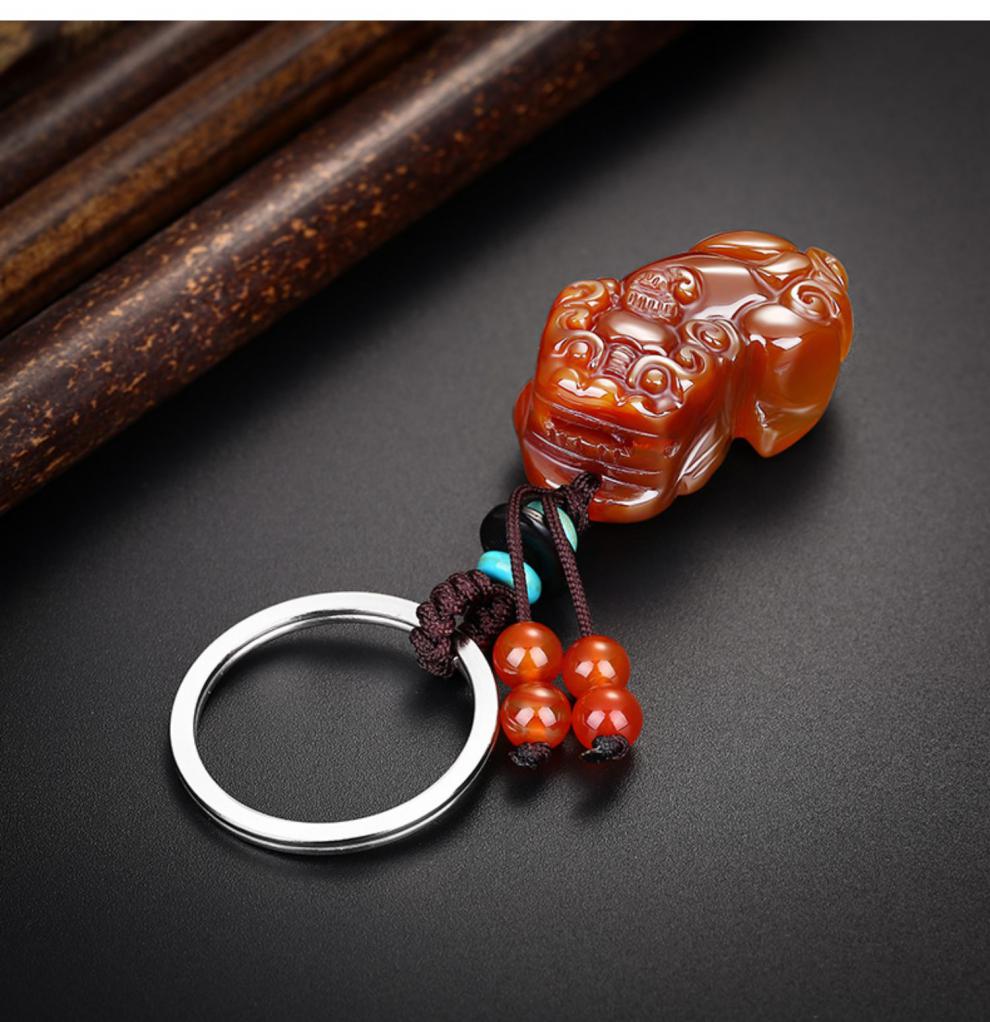 玉髓貔貅汽车钥匙扣男女挂件玉髓钥匙扣财源貔貅