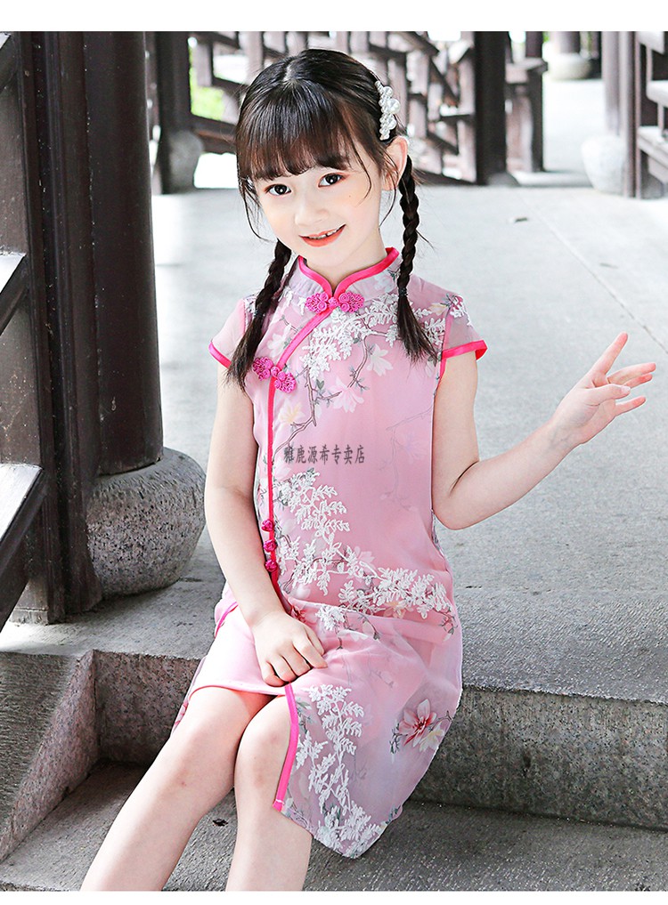 雅鹿童装儿童旗袍女童夏季中国风2022年新款小女孩洋气连衣裙薄款汉服