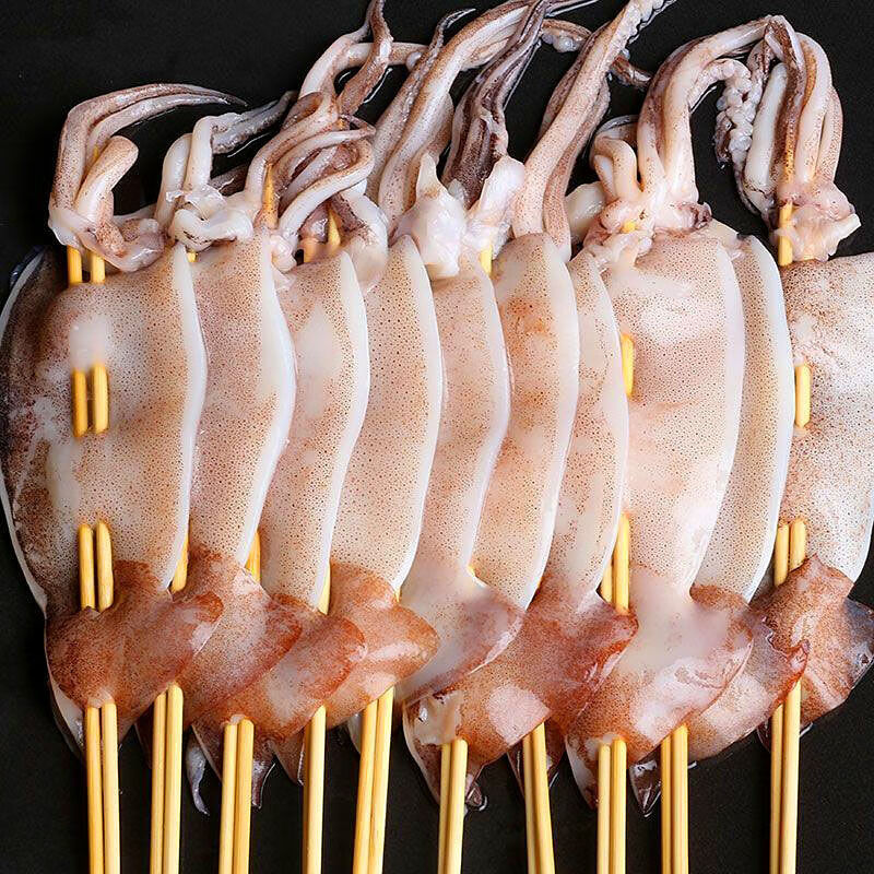 鱿鱼串烧烤铁板鱿鱼串深海新鲜鱿鱼串网红同款冷冻鱿鱼串 长签20串