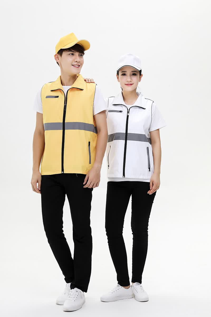 反光条马甲志愿者广告衫文化衫义工服背心工作服印字logo定制款白色s