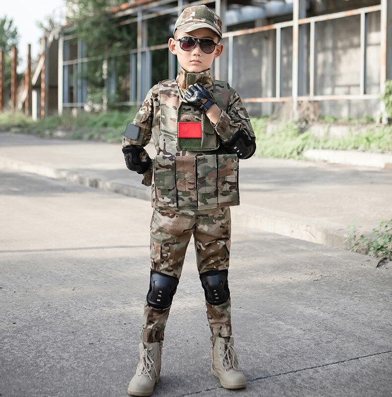 特种兵军装幼儿园小学生春秋长袖帅气运动衣服长袖虎斑套装一140cm