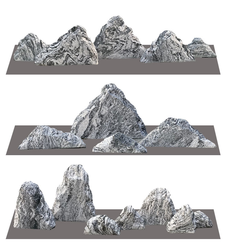 迎客松假树仿真大树雪浪石切片组合造景泰山石景观石假山石头庭院枯